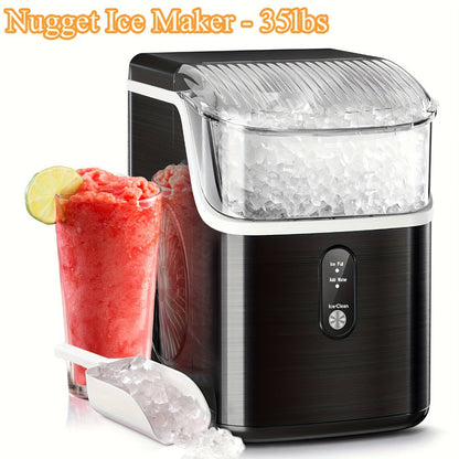 Chewable Ice Maker Countertop – 35 Lbs Nugget Pebble Ice or 26 Lbs Bullet Ice, Self-Cleaning, Includes Ice Scoop & Basket, Perfect Holiday Gift for Home, Kitchen, Easter, Halloween & Christmas
