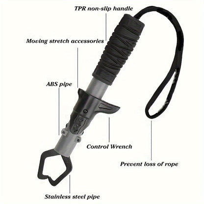 Fishing Pliers Fish Gripper Combo Set 2pcs Stainless Steel Hook Remover Line Cutter with TPR Non-Slip Handle Spring-Loaded Lock for Freshwater Saltwater Bass Trout Pike Catch and Release