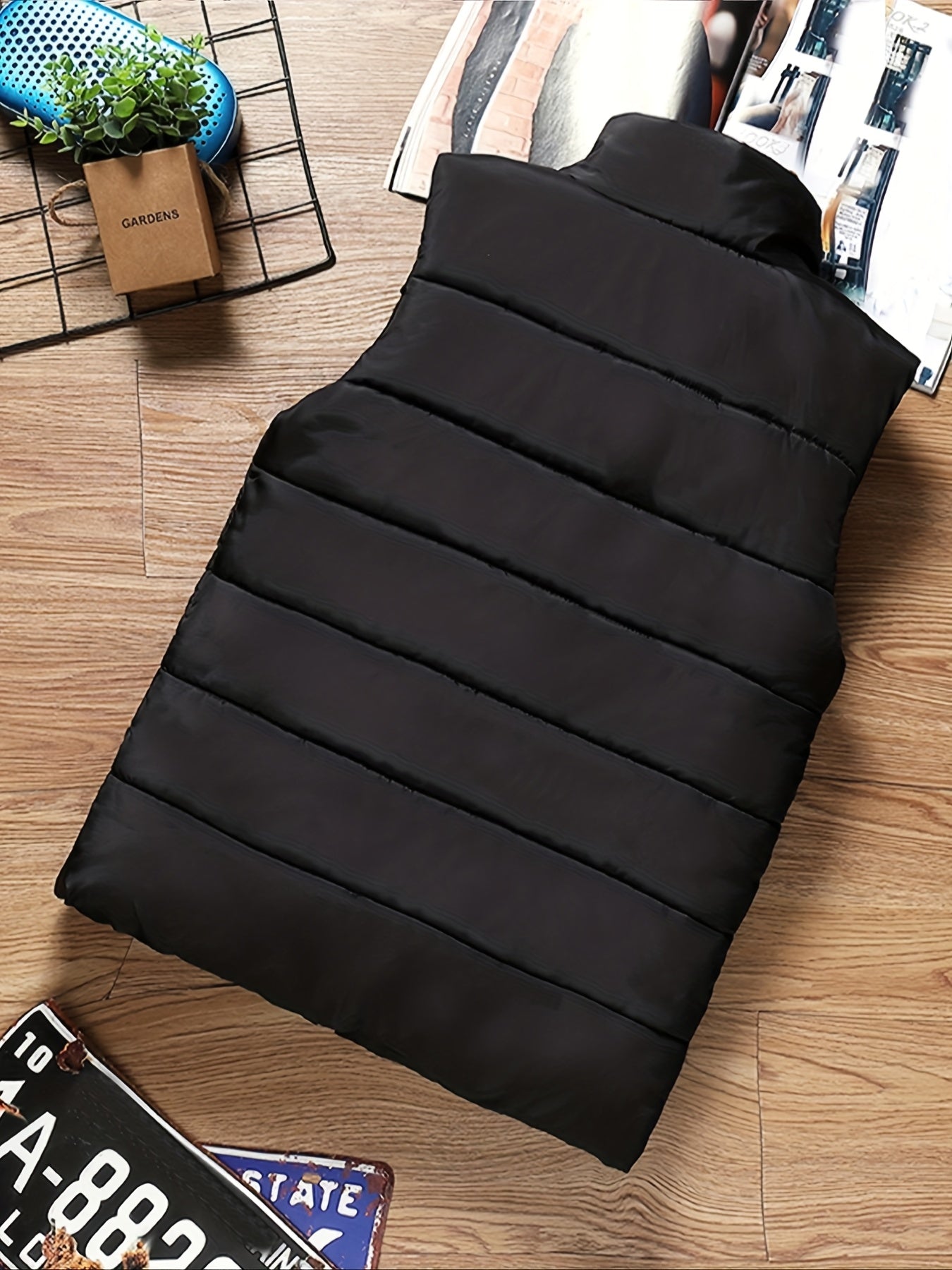 Men's Stand Collar Zip Vest - Zipper Pockets and Warm Layering
