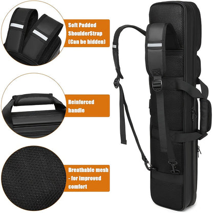 Pool Cue Case 4x4 with Hidden Backpack Strap | Billiard Cue Bag Holds 4 Butts & 4 Shafts | Hard Shell Pool Stick Carrying Case with Large Front Accessory Pockets | Black