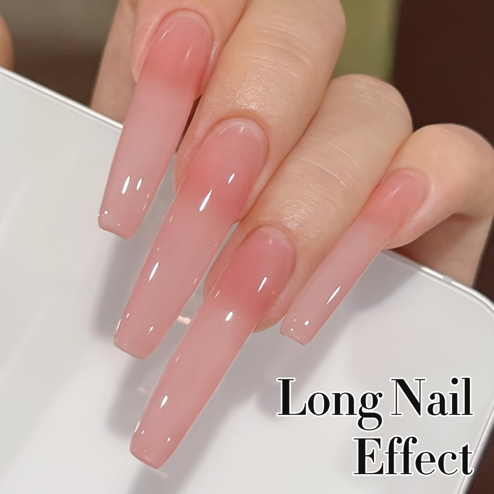 Jelly Gel Nail Polish Sheer Pink Glass Nail Effect 16ml — Semi-Transparent Translucent Neutral Soak-Off UV LED Korean Nail Art Minimalist Everyday Manicure | Buildable Coverage Long-Lasting DIY & Salon