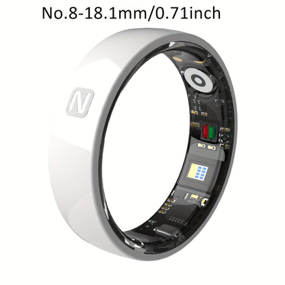 Fitness Tracker Smart Ring – IP68 Waterproof, Sleep & Step Monitor, Crystal Charging Case, Stainless Steel | Men & Women Sizes 7–13