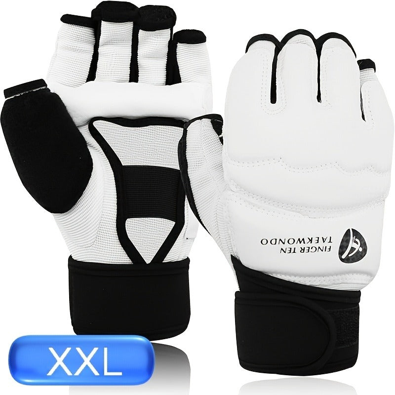 Taekwondo Sparring Gear Set Half Finger Gloves Hand & Foot Protectors with Wrist Wraps & Ankle Support for Boxing Kickboxing Men Women