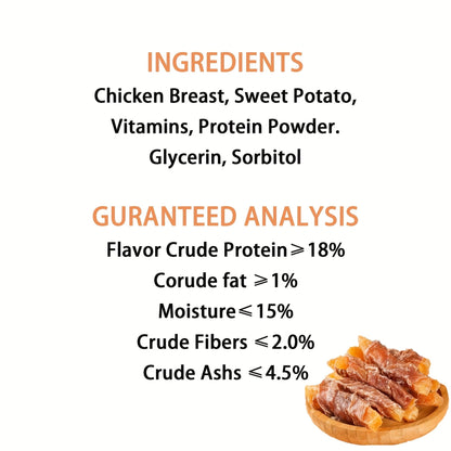 Duck Jerky Dog Treats – Chicken-Wrapped Sweet Potato Sticks, Chewy Long Lasting Chews for Small Medium Large Dogs, Easily Digestible Training Treats & Pet Snacks for All Breeds