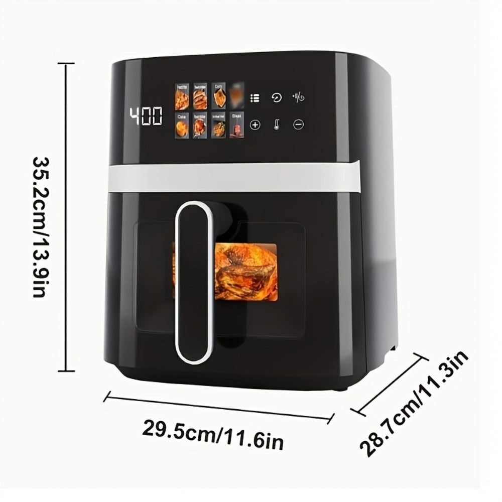 6 Quart Air Fryer with 8 Preset Functions – 6-in-1 Large Capacity Air Fryer Oven with Smart Cook Program, Stainless Steel Rack, Viewing Window & Interior Light