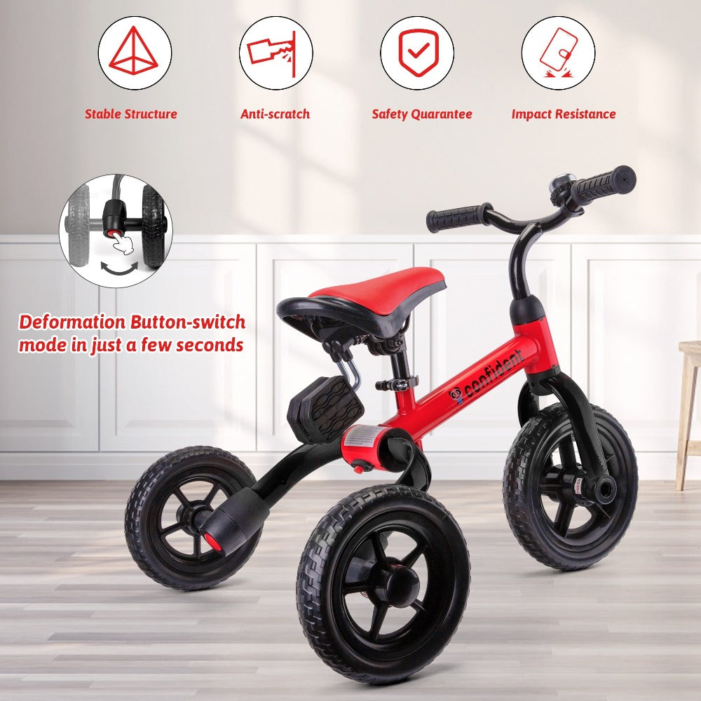 3-in-1 Foldable Toddler Tricycle Balance Bike with Detachable Pedals Training Wheels for Boys Girls Ages 2-5 Indoor Outdoor Ride On Toy Birthday Christmas Gift Blue Pink