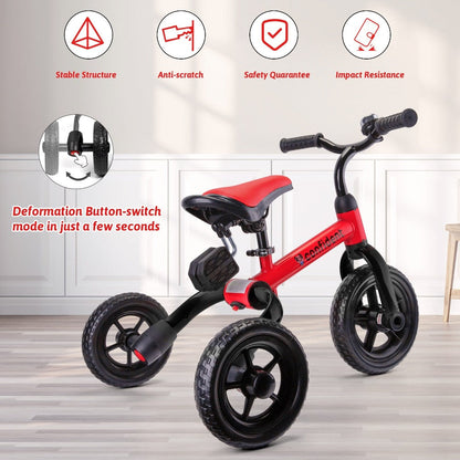 3-in-1 Foldable Toddler Tricycle Balance Bike with Detachable Pedals Training Wheels for Boys Girls Ages 2-5 Indoor Outdoor Ride On Toy Birthday Christmas Gift Blue Pink