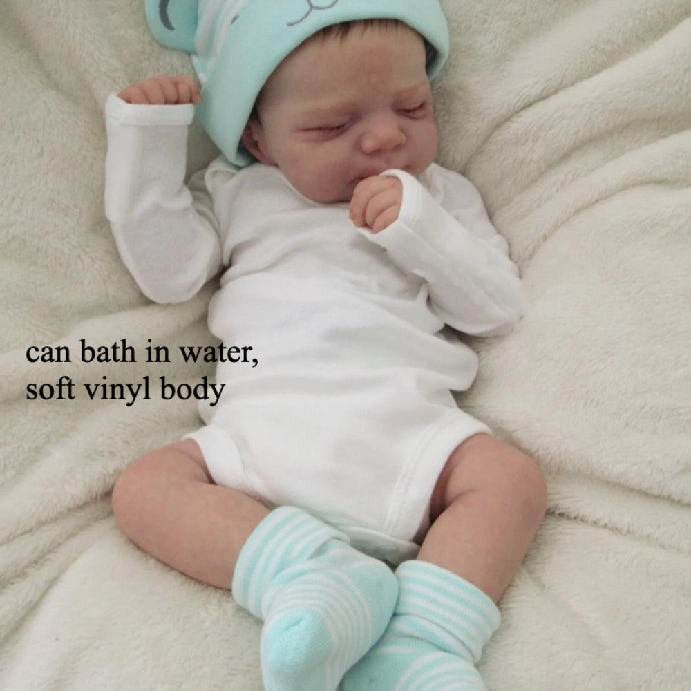 Reborn Baby Doll 19 Inch Full Vinyl Body – Realistic 48cm Newborn Girl with 3D-Painted Skin, Visible Veins, Implanted Eyelashes, Bathable, Movable Limbs, Role-Play & Collector Gift for Kids Ages 3+