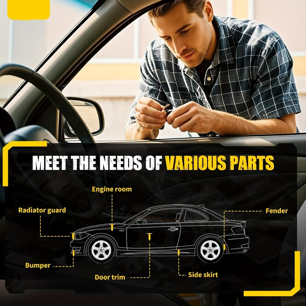 Car Push Retainer Clips Assortment Kit - 16 Sizes Nylon Bumper Fender Plastic Rivets & Auto Fasteners with Removal Tool & Cable Ties, Universal Fit for Most Vehicles (115 / 635 / 640 / 1290 Piece Set)