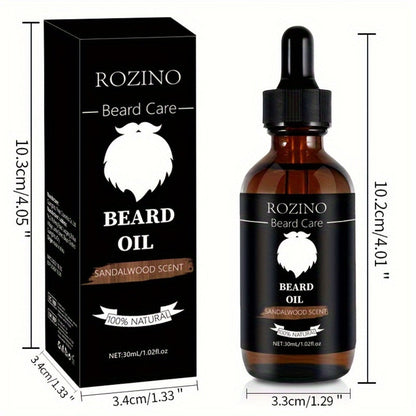 Beard Oil for Men – Sandalwood Scent with Plant Essence, Deep Moisturizing & Nourishing Beard Care Oil for Soft Smooth Glossy Beard, Daily Grooming Essential for Men, 30ml
