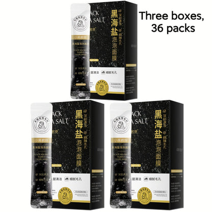 Black Sea Salt Bubble Mask with Nicotinamide, Moisturizing Foam Mud Mask Alcohol-Free for All Skin Types, Unisex Deep Cleansing Pore Purifying Face Mask – Individual Portable Packs for Travel (12/24/36 Pack)