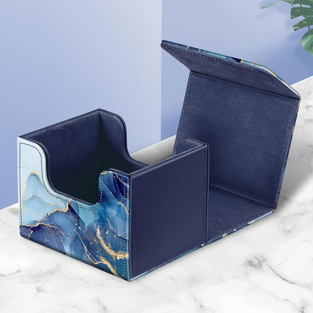 Magnetic Card Storage Box 180+ Cards MTG TCG CCG – Premium PU Leather Deck Box with Magnetic Closure, Built-In Divider, Marble & Starry Sky Colors for Trading Card Collectors & Players