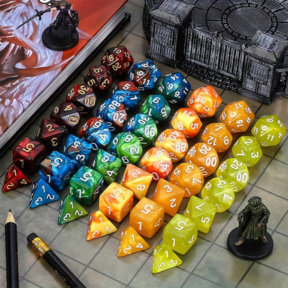 DND Polyhedral Dice Set 25 Sets 175pcs – Double Color D4 D6 D8 D10 D12 D20 for Dungeons & Dragons RPG MTG Tabletop Games, Bulk Dice with Drawstring Bag, 25 Colors