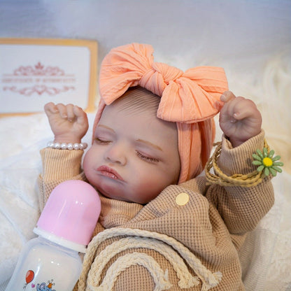 Reborn Baby Doll 20 Inch Lifelike Newborn Girl with Soft Body Feeding Set & Sleeping Pose – Realistic Silicone-Like Infant Toy Safe for Kids Ages 3+ Perfect Birthday Christmas Gift 50cm