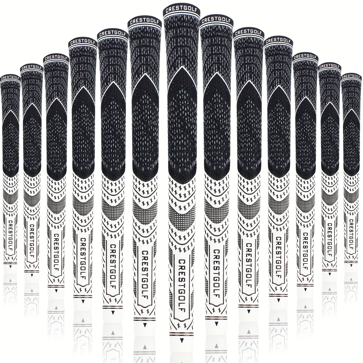 Midsize Golf Grips Set 13 Pack – All Weather Hybrid Rubber Golf Club Grips with Ecological Yarn Thread Technology, Multiple Colors, Fits Full Set of Clubs (Black, White, Red, Orange, Yellow, Blue, Gray)