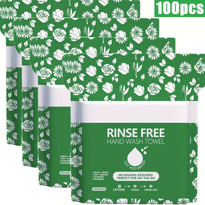 Disposable No-Rinse Soap Towel Sheets for Travel Camping Gym - Portable Foam Bath Towel Sensitive Skin Safe Wet Lather Dry All-In-One Body Wash Towel 25/50/100/250pcs