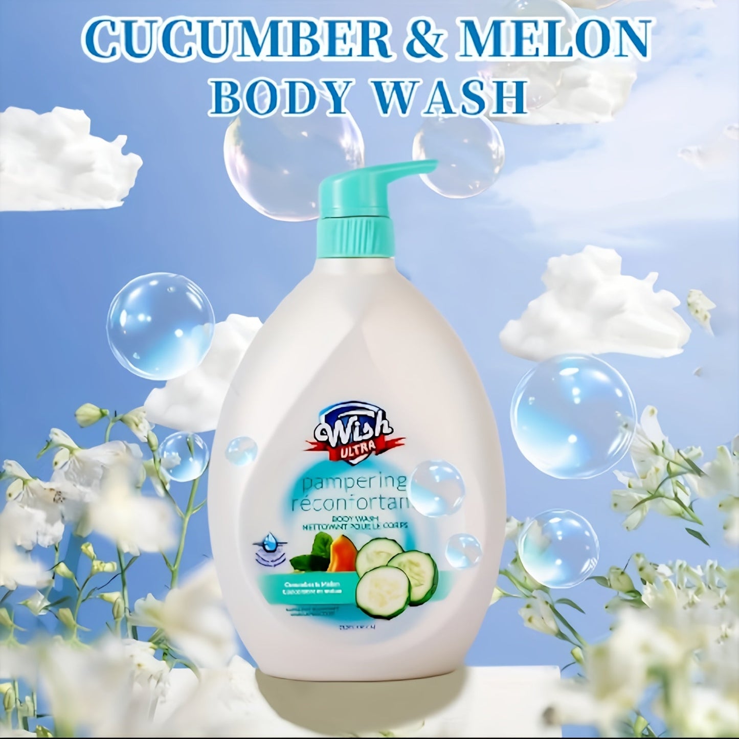 Vitamin E Body Wash for Women & Men Deep Cleansing Blackhead Removal Dead Skin Exfoliating Long-Lasting Fragrance Shower Gel Multiple Scents Cucumber Melon Peach Coconut Shea Butter Single & 2-Pack