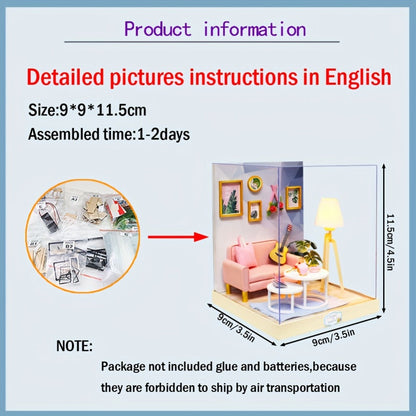 DIY Miniature Dollhouse Kit with Dust Cover Small – Mini House Model No Glue No Batteries, 4 Styles Tea Time Flavor Life Heartbeat Creativity World, Room Desk Decor Birthday Gift for Teens & Adults