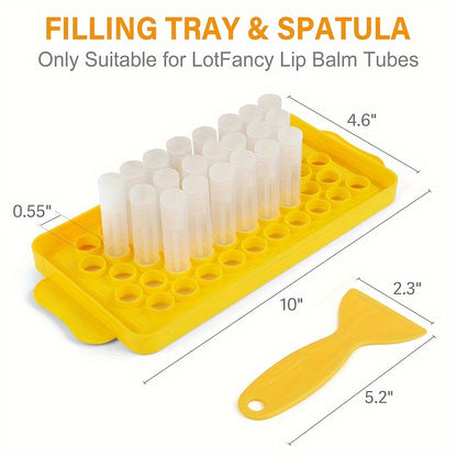 Empty Lip Balm Tubes 50 Pack with Filling Tray & Spatula – 5.5ml Clear BPA Free DIY Lip Balm Making Kit, Food Grade Leak Proof Containers for Homemade Lip Balm, Lipstick & Cosmetics Crafting