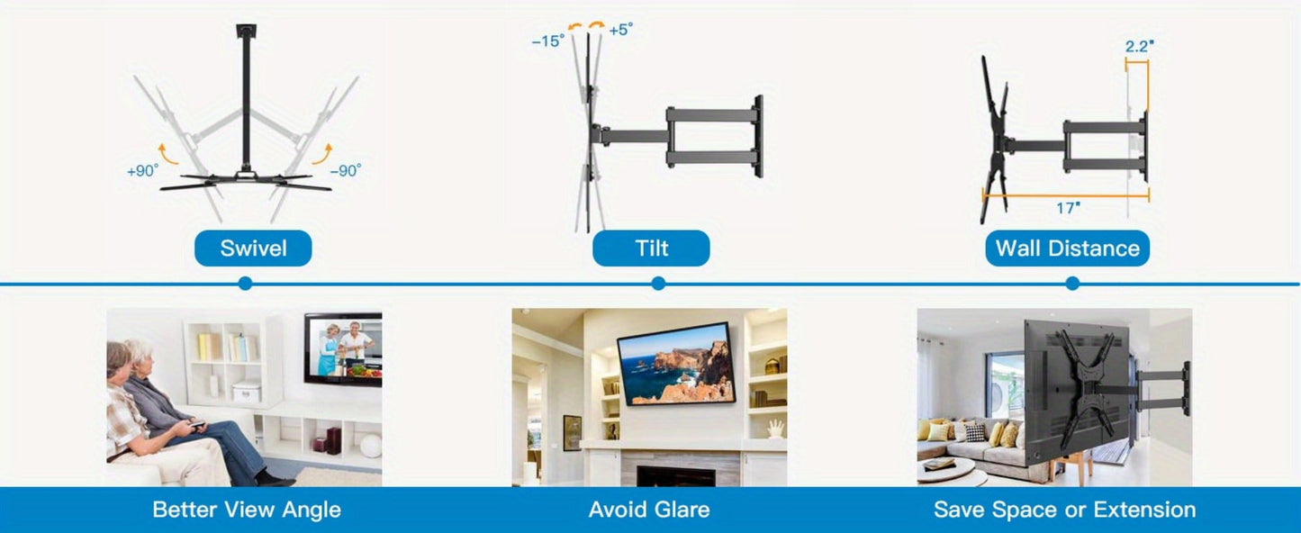 26-55 Inch TV Mount with Full-Motion Adjustment and Tilt and Swivel for Living Room detail image - detail view 11