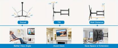 26-55 Inch TV Mount with Full-Motion Adjustment and Tilt and Swivel for Living Room detail image - detail view 11