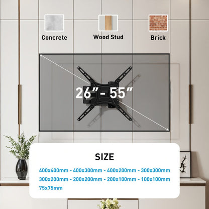 26-55 Inch TV Mount with Full-Motion Adjustment and Tilt and Swivel for Living Room detail image - detail view 5