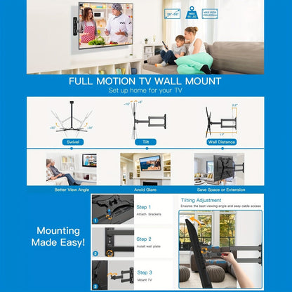 26-55 Inch TV Mount with Full-Motion Adjustment and Tilt and Swivel for Living Room detail image - detail view 8