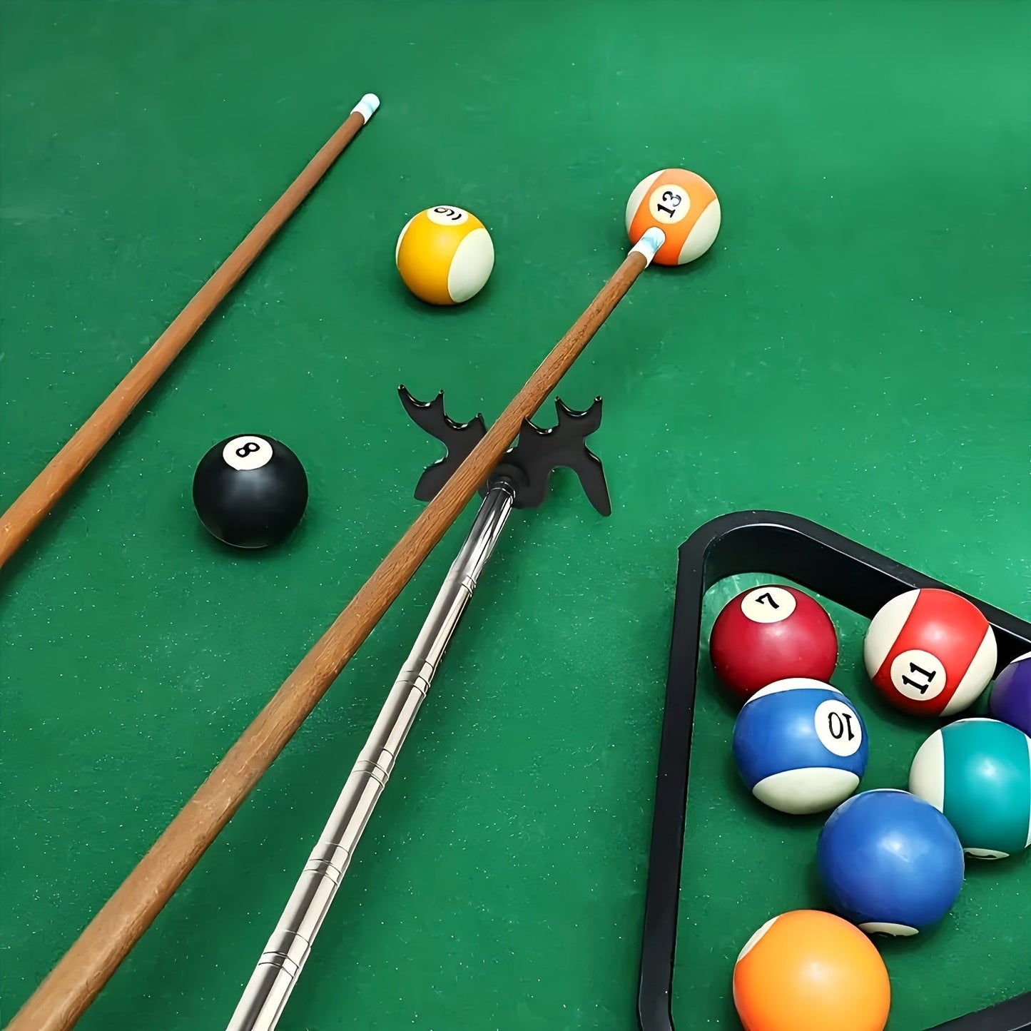 Pool Cue Bridge Head Stick Extender Retractable Billiard Cue Rest Telescopic Bridge Stick with Deer Head Plastic Bridge Head Stainless Steel Shaft for Billiards Snooker Table Sports