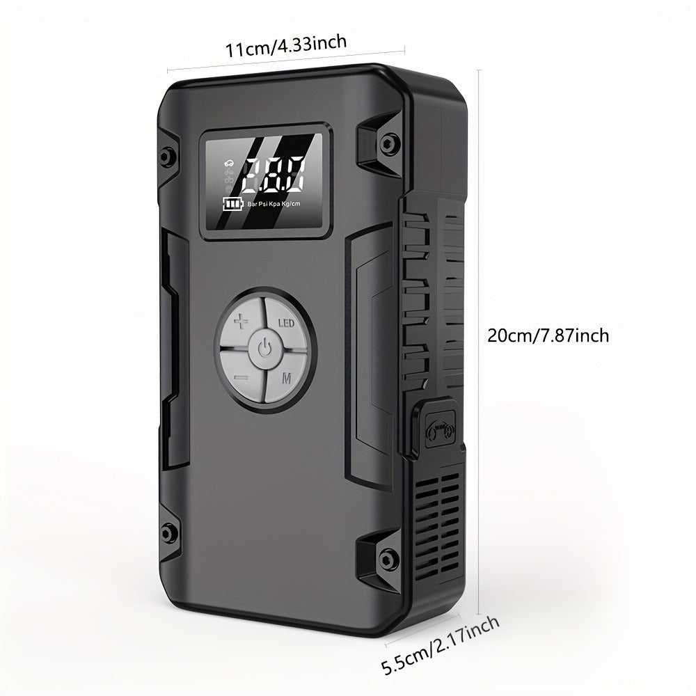 Jump Starter 10000A 7-in-1 with Air Pump – 150PSI Tire Inflator, Portable Battery Booster for Gas & Diesel, USB & USB-C Power Bank, LED Emergency Light