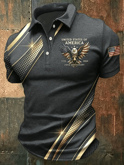 Men's Graphic Print Polo Shirt - Collared Short Sleeve 838373