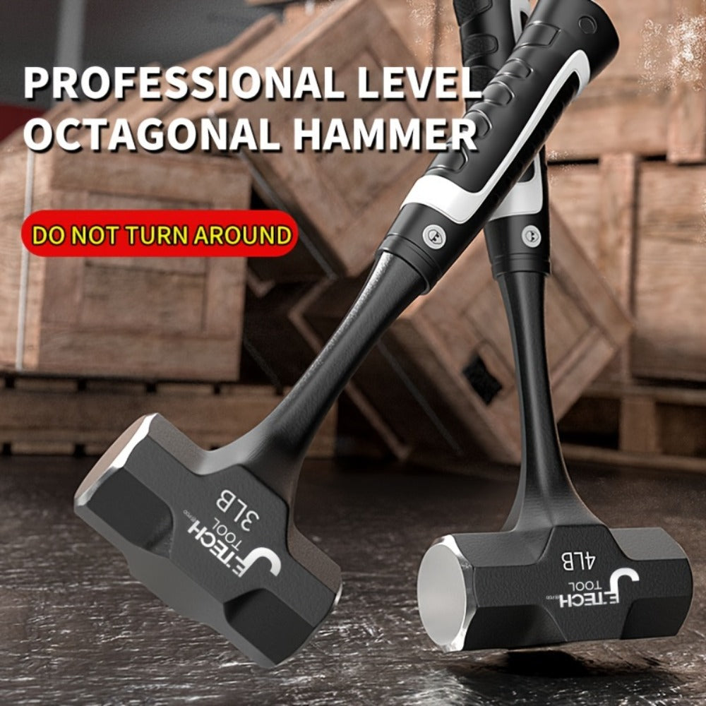 Octagonal Hammer 2/3/4 LB – Heavy-Duty Non-Slip Handle, Professional Masonry & Demolition Sledge Hammer for Stone, Concrete, Construction & DIY Home Projects