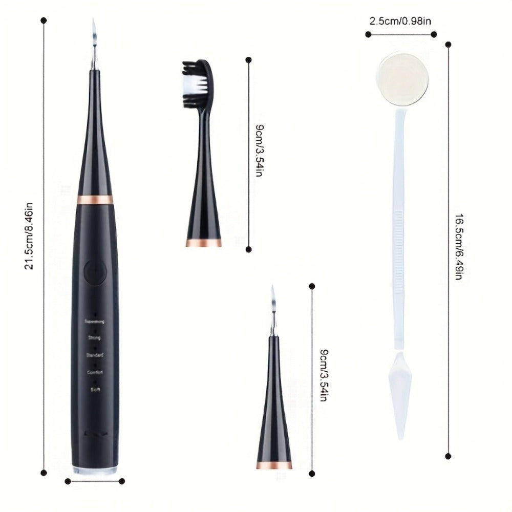 USB Electric Toothbrush Set - 5 Replaceable Brush Heads & 2 Cleaning Heads, USB Rechargeable Electric Toothbrush with Travel Case, Complete Oral Care Kit for Home & Travel, Black or White