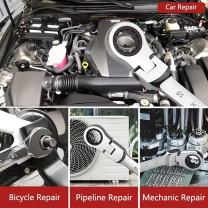 Flexible Head Ratchet Wrench Set 6-Piece – 72-Tooth 180° Dual-End CR-V Steel, Metric 6-10mm Double-Headed Wrenches for Auto, Motorcycle & Bike Repair, Compact Tool Kit