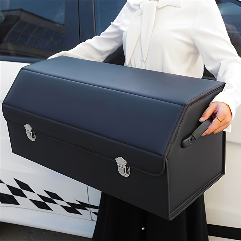 Car Trunk Storage Box PU Leather Auto Multiues Tools Storage Box Large Capacity Folding Auto Organizer Box for SUV Cars Stowing Tidying