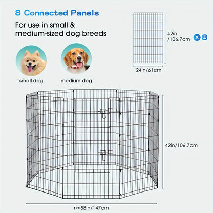 Foldable Metal Wire Dog Playpen & Pet Gate – 24/30/36/42" Indoor Outdoor Fence for Large Medium Small Dogs