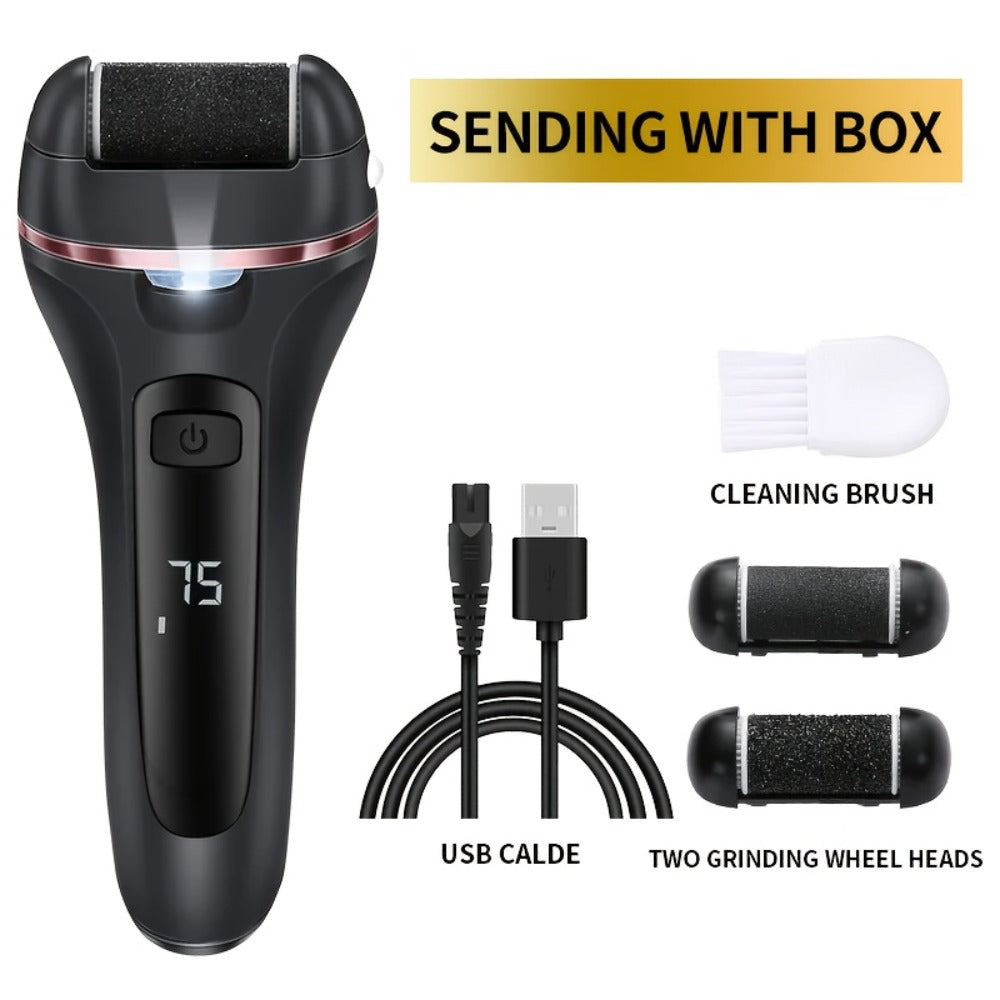 Electric Pedicure Foot File 10-in-1 Kit – Rechargeable with Digital Display, 3 Roller Heads, Dead Skin & Hard Skin Remover for Men & Women