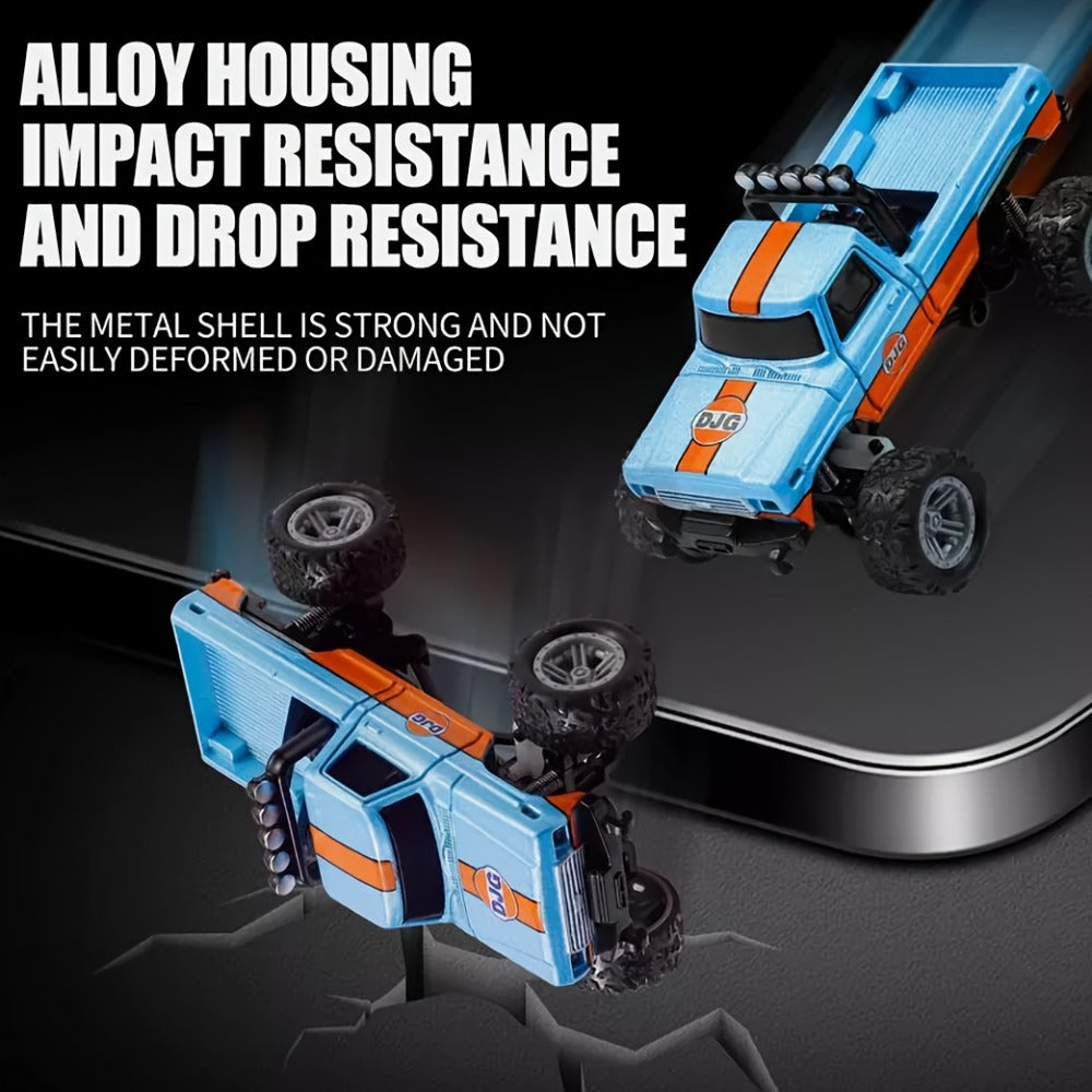 Mini RC Monster Truck 1:64 Scale Alloy Remote Control Car with LED Lights 2.4GHz Speed Steering Adjustable Kids Boys Gift