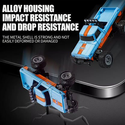 Mini RC Monster Truck 1:64 Scale Alloy Remote Control Car with LED Lights 2.4GHz Speed Steering Adjustable Kids Boys Gift