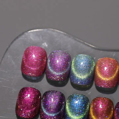 Cat Eye Gel Polish Set 6 Colors Holographic Magnetic — Dynamic Elf Reflective Soak Off UV LED Nail Gel 0.51oz Each | Multidimensional Light-Shifting Sparkle for Salon & Home Nail Art | Long-Lasting Chip-Resistant