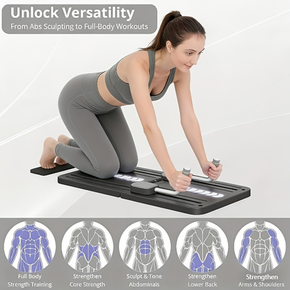 ABS Pilates Slide Board 8-in-1 Foldable – Abdominal & Core Strength Training Home Gym Equipment, Portable Multi-Function Fitness Board for Full Body Workout