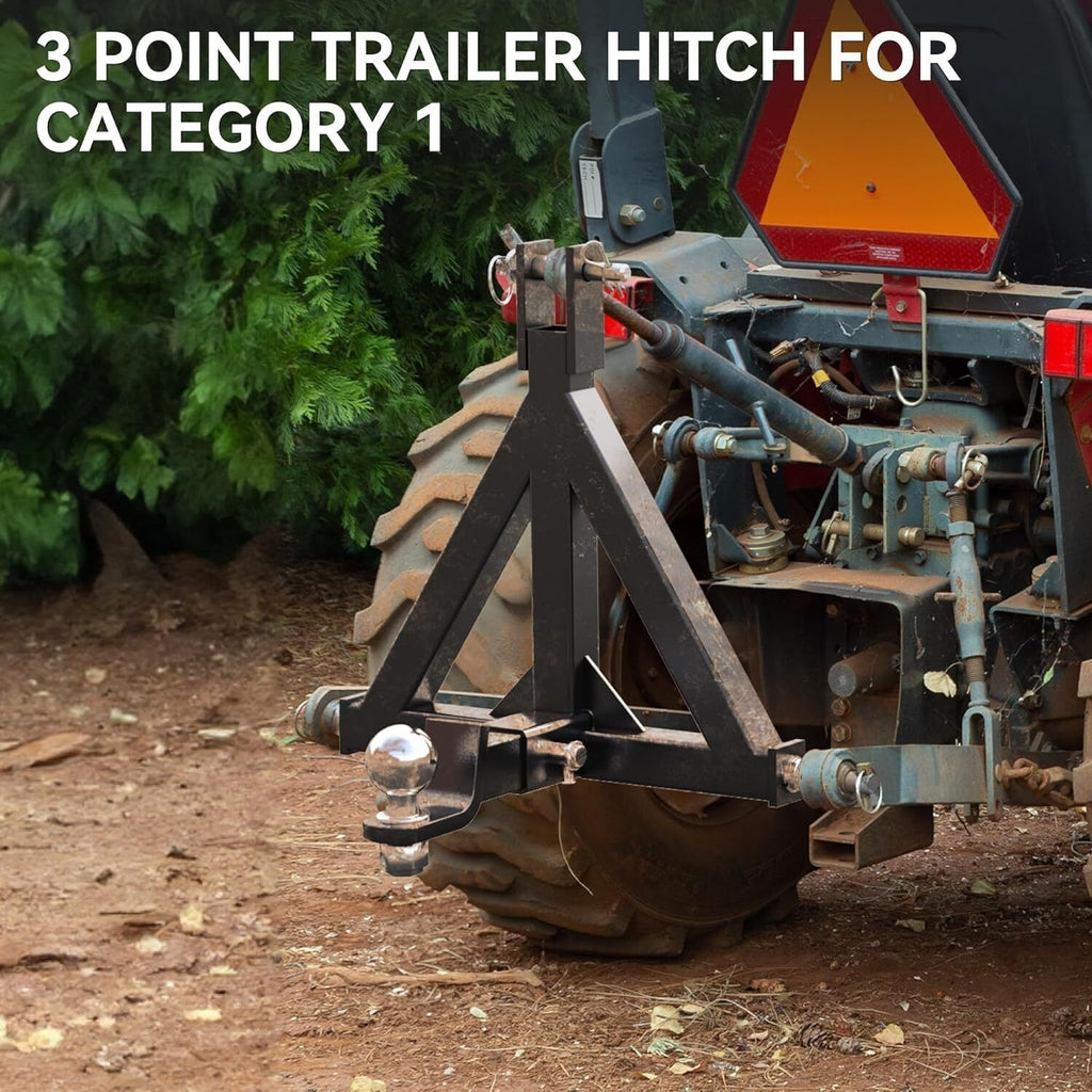 3 Point Trailer Hitch Tow Drawbar 2" Adapter Attach For Category 1 Tractor Drawbar Adapter for Kubota, BX, LM25H, WLM Tractor, NorTrac, Yanmar, Kioti