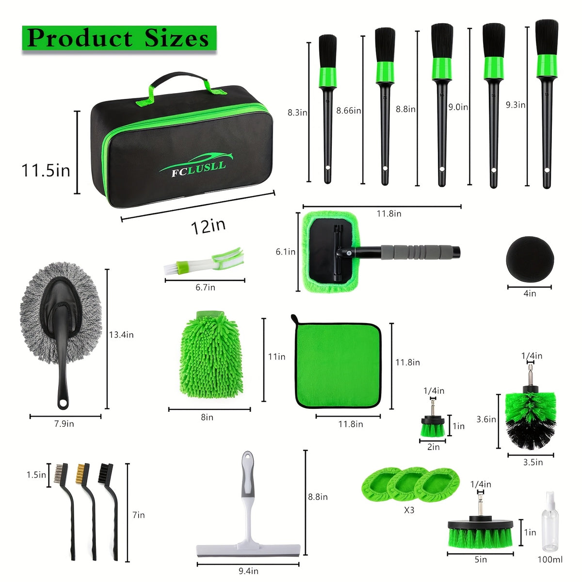 FCLUSLL 17/24/29/32/35pcs Car Cleaning Kit, Including Portable Vacuum Cleaner, Windshield Cleaning Tool, Car Drill Brush Set, Interior Brush Set, Full Interior Care Set, Cleaning Set, Holiday Gift for Family And Friends