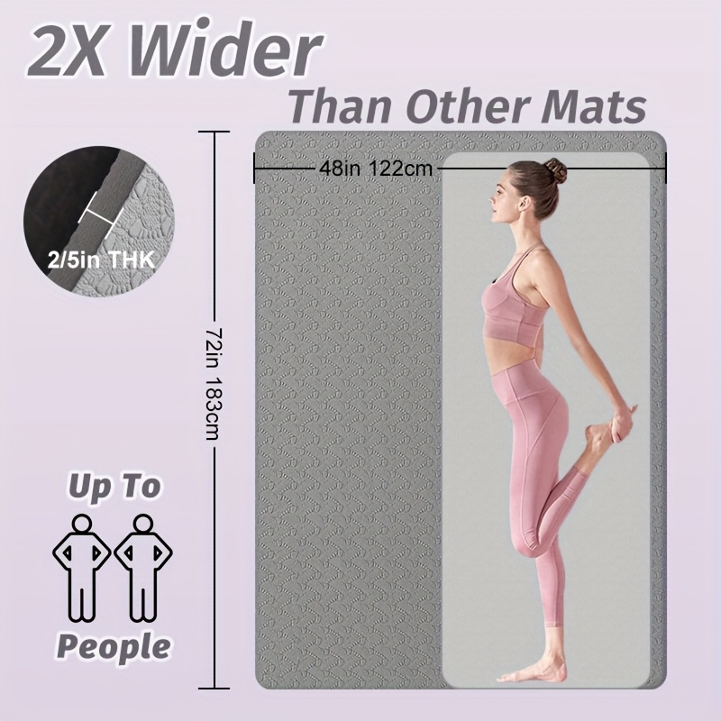 Extra Large TPE Yoga Mat 6’×4’ – 10mm Extra Thick Non-Slip Exercise Mat with Alignment Lines, Double-Sided Grip, 24 Sq Ft Professional Yoga Mat for Women & Men, Home Workout, Pilates & Gym