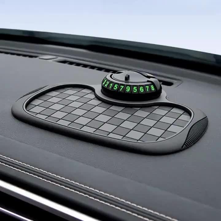 Car Dashboard Pad with Rotating Mobile Phone Holder And License Plate - Non-Slip PVC, High Quality, Ergonomic Oval Design to Enhance Grip And Safe Driving