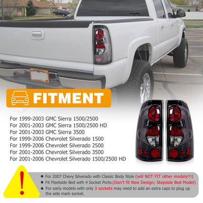 Tail Lights A Pair for Chevy 1500 2500 3500 1999-2006 for GMC Sierra 99-03 Tail Lights, Without Battery