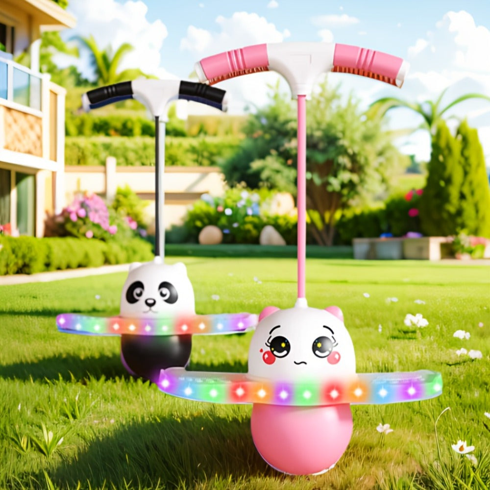 LED Light-Up Pogo Ball for Kids & Adults Colorful Bounce Board 200 lb Capacity Balance Coordination Trick Jumper Indoor Outdoor Active Play Gift Boys Girls Ages 5+ Pink Black