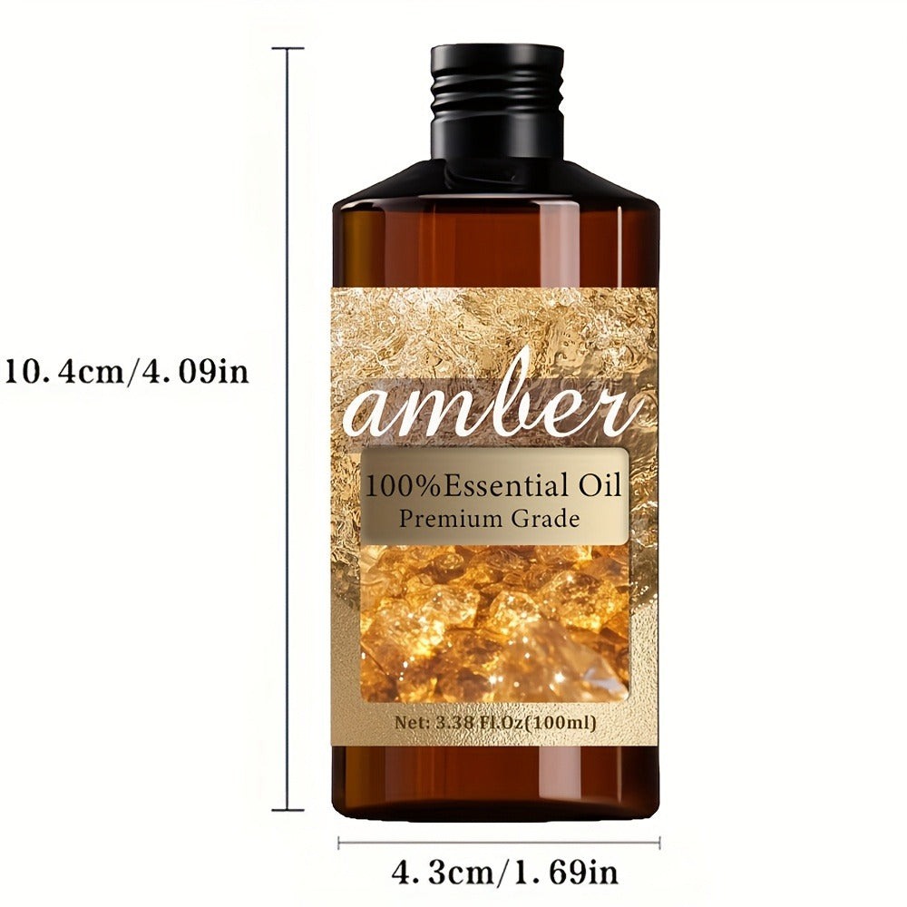 Amber Essential Oil 100% Pure Highly Refined 3.38oz - Hydrating Long-Lasting Warm Fragrance Body Oil for Skin Hair Nail Bath Massage Aromatherapy Unisex Wellness Gift