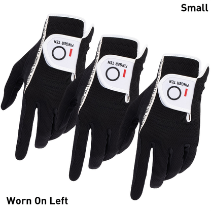 Wet Weather Golf Gloves Rain Grip 3-Pack for Men | Breathable Water-Resistant Golf Gloves for Left & Right Hand – Durable Comfortable Fit in Hot & Wet Conditions (Black, Gray, White | S–3XL)