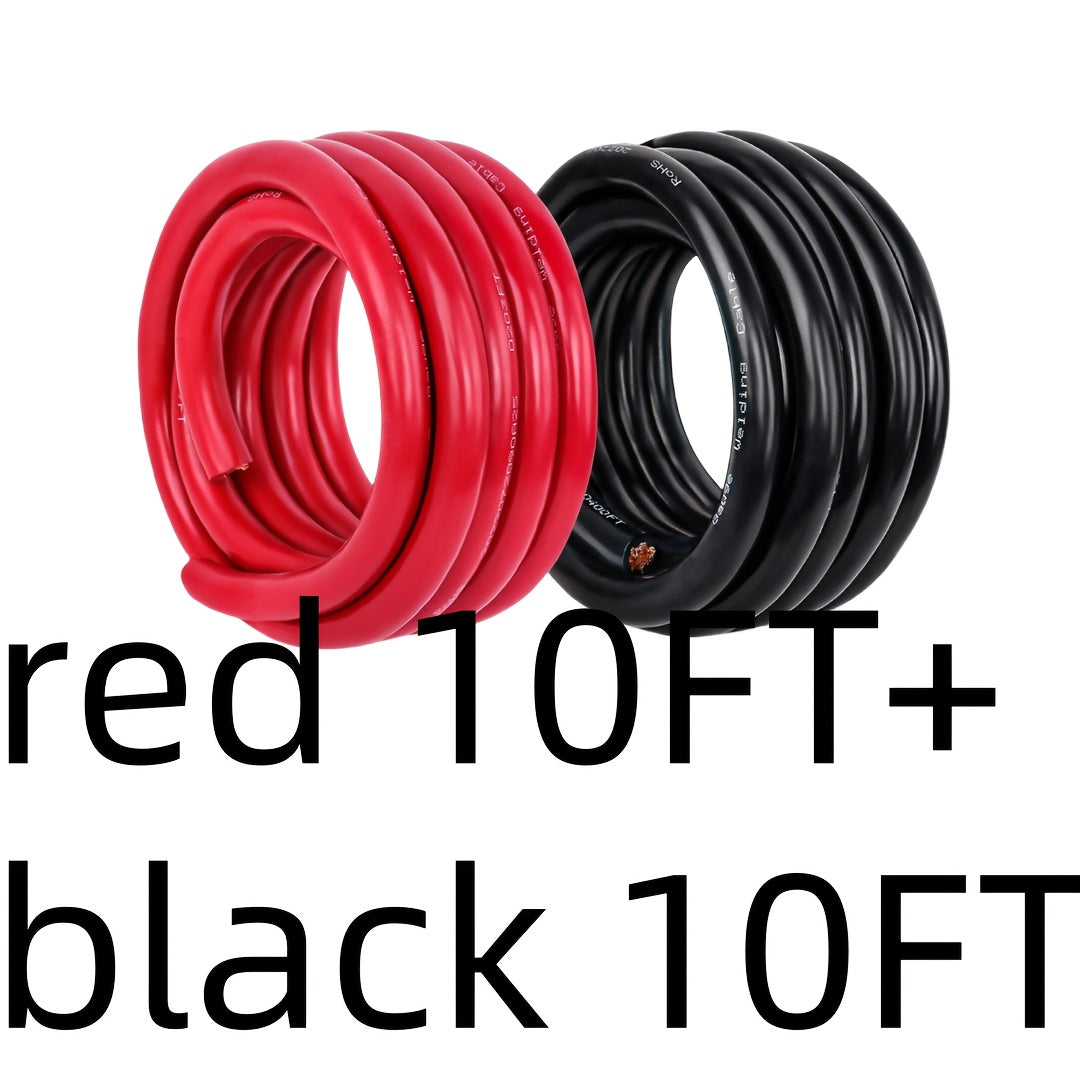 8 AWG OFC Copper Wire Cable Red & Black Set 8 Gauge Welding Cable for Automotive Battery Marine Generator Solar Wiring - 3FT or 10FT Options