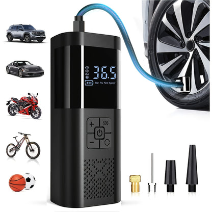 Tire Inflator Portable Air Compressor, 150PSI Car Tire Air Pump With Tire Pressure Gauge, LED, 3X Fast One-Button Smart Cordless Tire Air Pump For Cars, Motorcycles, Bicycles, Balls, Etc.